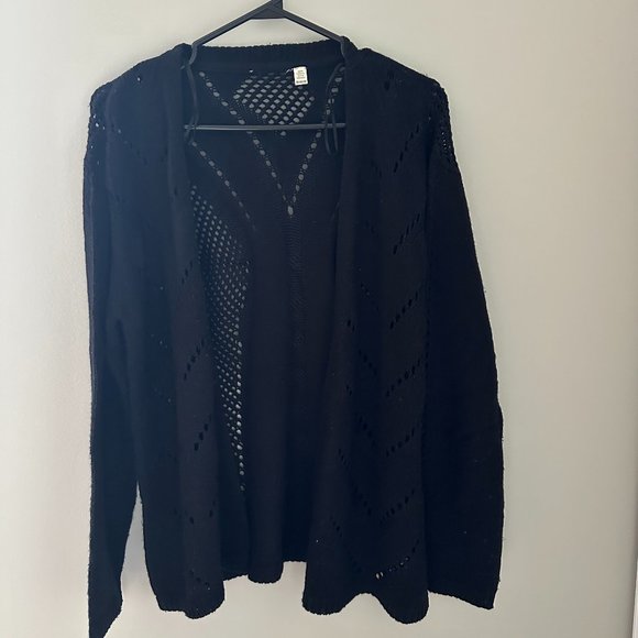 Black knitted open cardigan, Size M - Picture 1 of 2